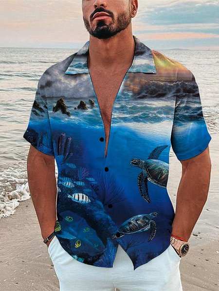 

Men's Casual Turtle and Coco Button Down Shirt Everyday Vacation Hawaiian Clothing, Color5, Shirts ＆ Blouse