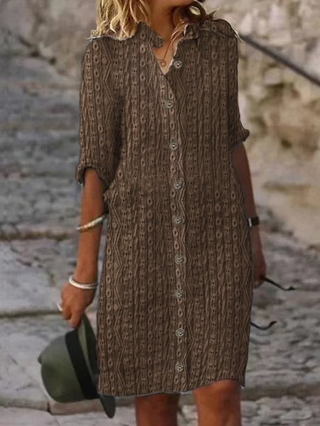 

Loose Casual Dress With No, Deep brown, Dresses