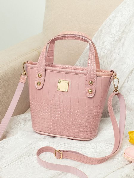 

Urban Crocodile Pattern Dual-use Shoulder Bag, Pink, Women's Bags