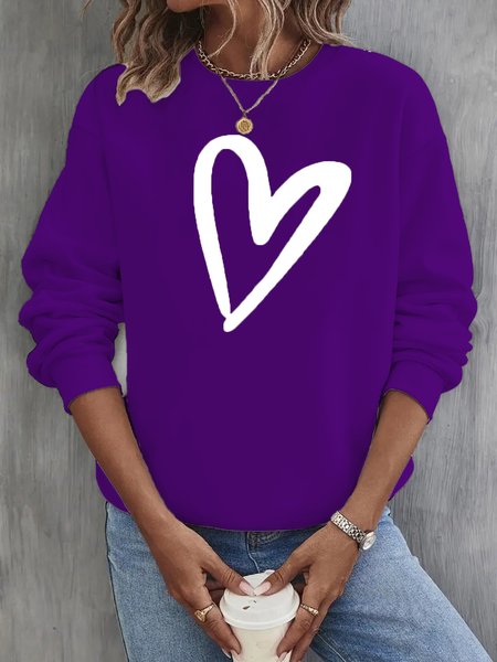 

Casual Crew Neck Heart/Cordate Sweatshirt, Purple, Hoodies&Sweatshirts