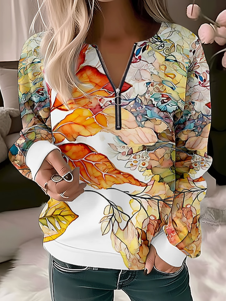 

Casual Zipper Crew Neck Sweatshirt, Orange, Sweatshirts & Hoodies