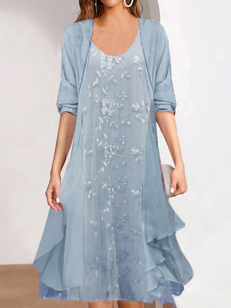 

Plain Loose Elegant Wrap Two-Piece Set, Blue, Suit Set