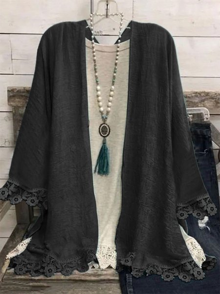

Printing Casual Kimono, Black, Cardigans