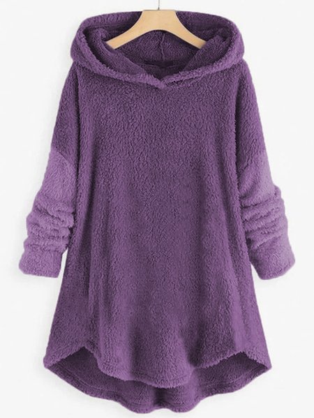 

Fluff/Granular Fleece Fabric Plain Hoodie Casual Hoodie, Purple, Hoodies&Sweatshirts