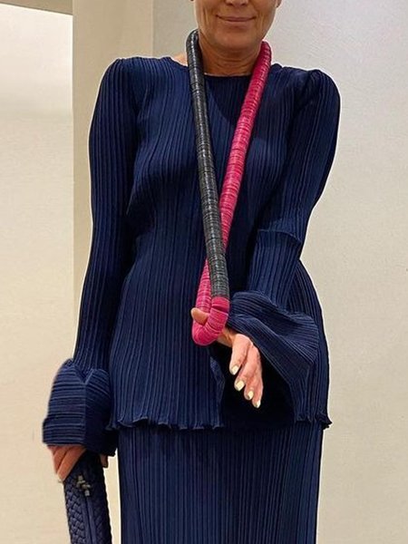 

Micro Pleat Urban Regular Fit Plain Long Sleeve Shirt, Deep blue, Blouses and Shirts
