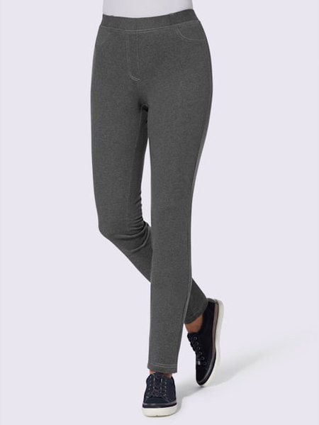 

Casual Knitted Plain Regular Fit Pants, Gray, Pants