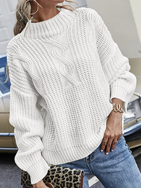 

Casual Plain Wool/Knitting Sweater, White, Sweaters & Cardigans