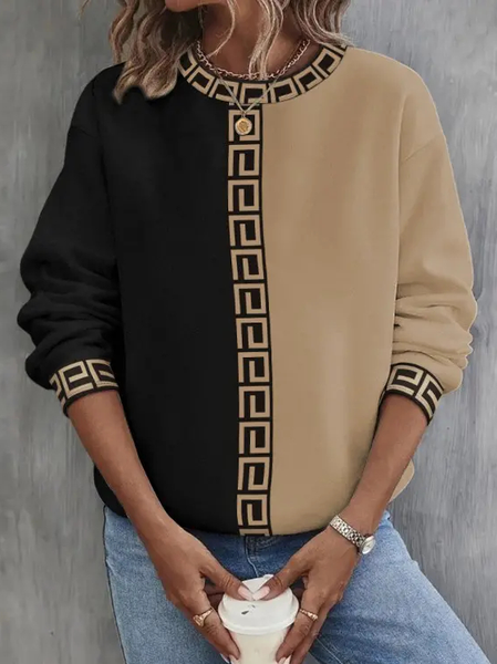 

Casual Color Block Loose Sweatshirt, Khaki, Sweatshirts & Hoodies