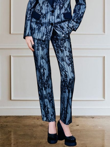 

Color Block Regular Fit Urban Fashion Pants, Blue, Pants