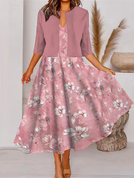 

Cross Neck Elegant Two-Piece Set, Pink, Suit Set