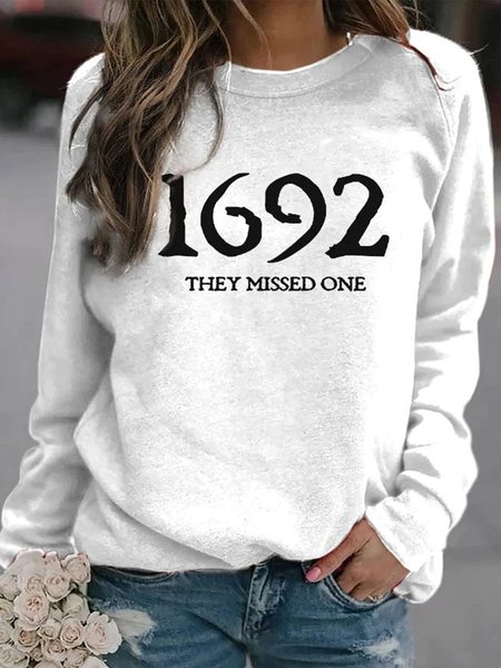 

Crew Neck Casual Sweatshirt, White, Hoodies&Sweatshirts