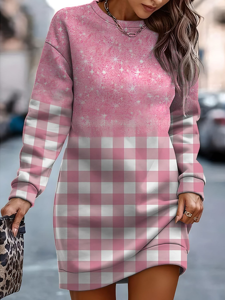 

Crew Neck Casual Ombre Dress, Pink, Dresses