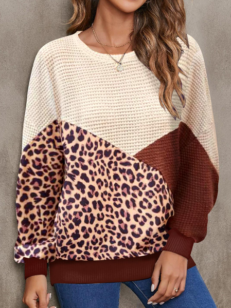 

Casual Leopard Crew Neck Sweatshirt, Brown, Sweatshirts & Hoodies
