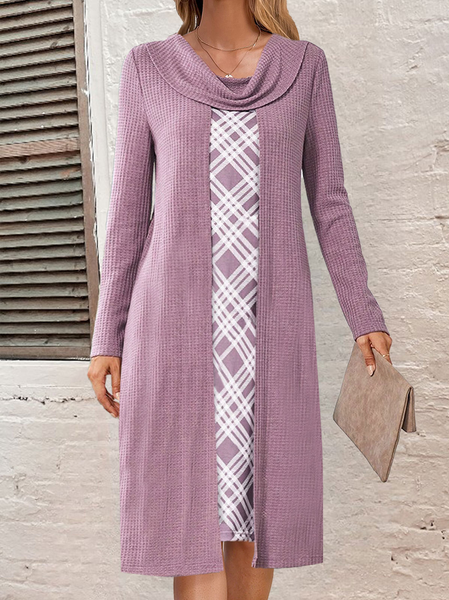 

Plaid Casual Turtleneck Dress, Pink, Dresses