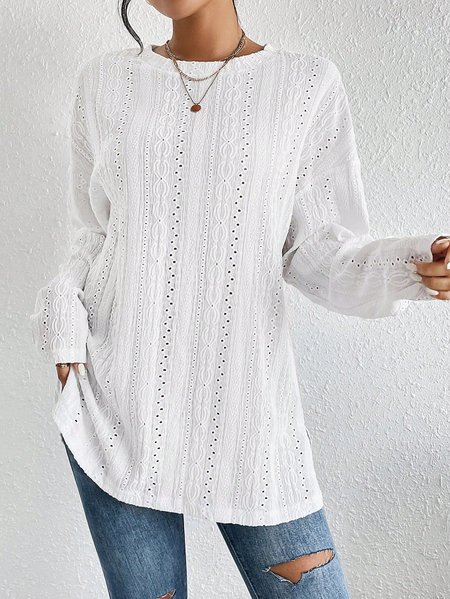 

Crew Neck Casual T-Shirt, White, T-Shirts