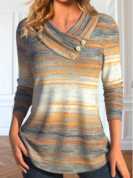 

Casual Loose Abstract T-Shirt, Khaki, T-Shirts