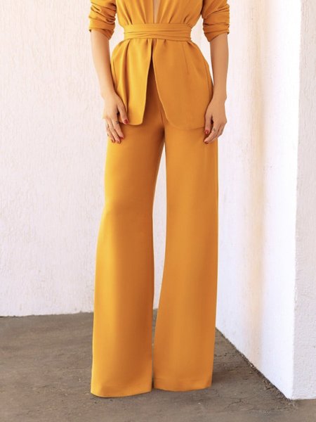 

Plain Regular Fit Urban Fashion Pants, Mustard, Pants
