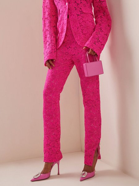 

Regular Fit Plain Elegant Fashion Pants, Rose red, Pants