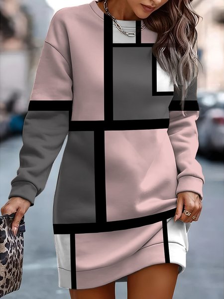 

Color Block Casual Dress With No, Pink, Dresses