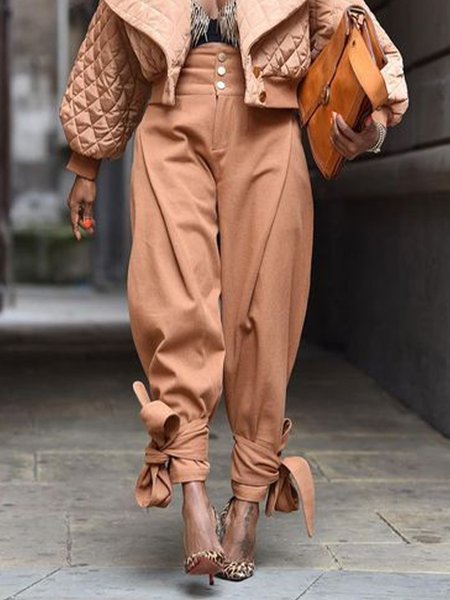 

Plain Urban Loose Fashion Pants, Brown, Pants