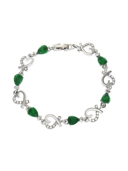 

Heart Rhinestone Party Chain Bracelets, Silver, Bracelets