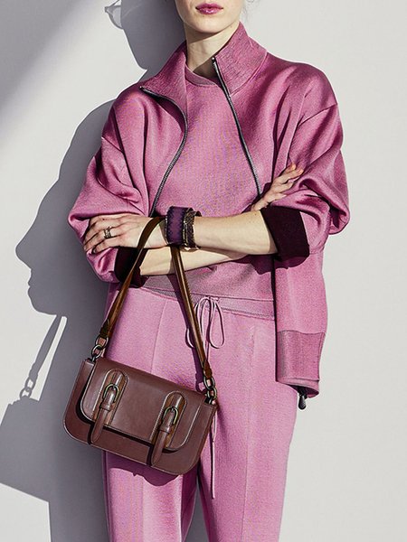 

Urban Stand Collar Zipper Loose Jacket, Pink, Jackets