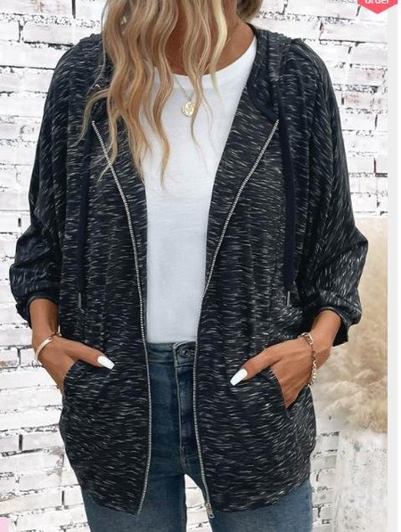 

Zipper Casual Hoodie Jacket, Deep gray, Jackets