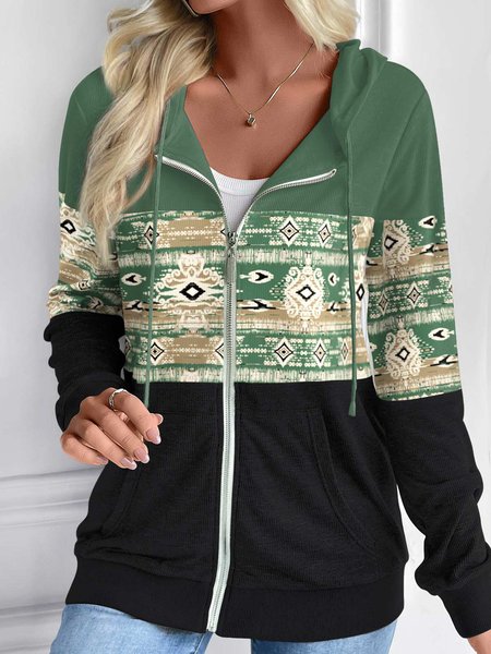 

Casual Split Joint Hoodie Loose Jacket, Green, Jackets