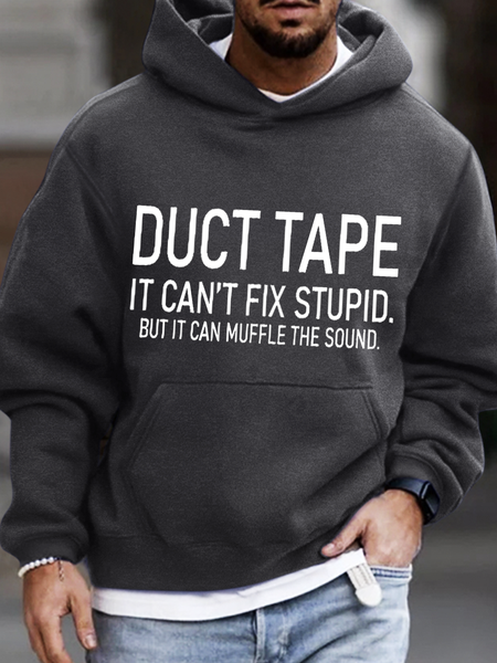 Duct Tape It Can't Fix Stupid But It Can Muffle The Sound Loose Casual Hoodie Hoodie, Deep gray, Hoodies&Sweatshirts