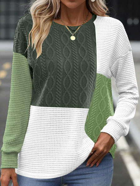 

Contrast Stitching Casual Shirt, Green, Shirts & Blouses