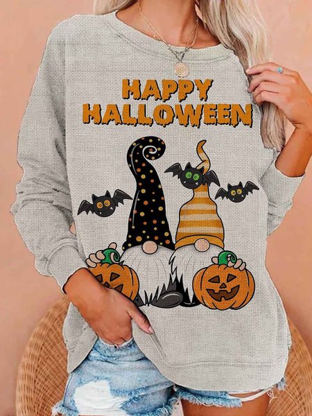 

Casual Halloween Crew Neck Loose Sweatshirt, Khaki, Hoodies&Sweatshirts