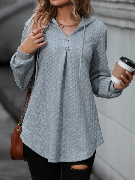 

Hoodie Loose Plain Casual Hoodie, Gray, Sweatshirts & Hoodies