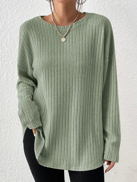 

Casual Crew Neck Plain Loose T-Shirt, Green, T-Shirts