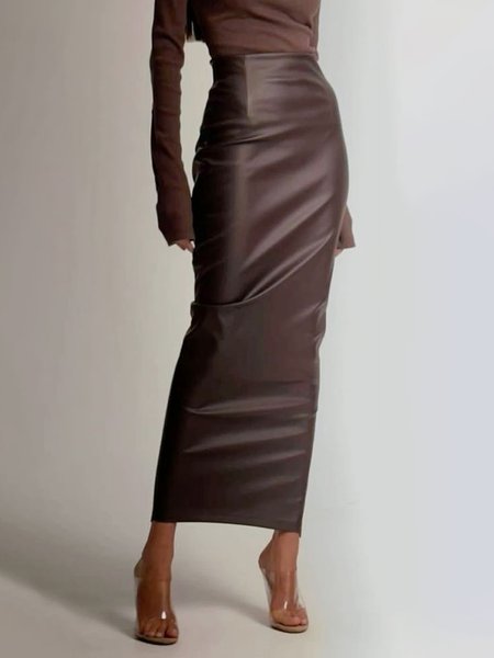 

Pu Urban Regular Fit Faux Leather Skirt, Brown, Skirts