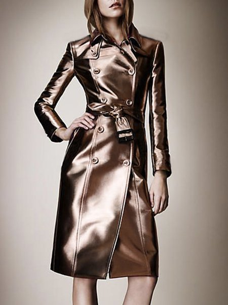 

Regular Fit Pu Urban Plain Leather Coat, Brown, Jackets