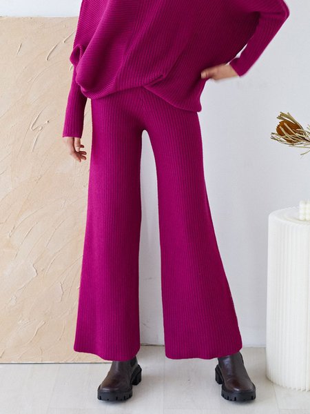 

Plain Urban Regular Size Fashion Pants, Rose red, Pants
