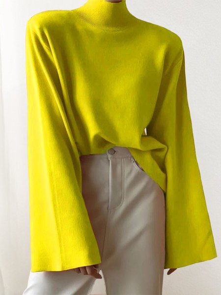 

Urban Plain Regular Fit Long Sleeve Sweater, Yellow, Pullovers