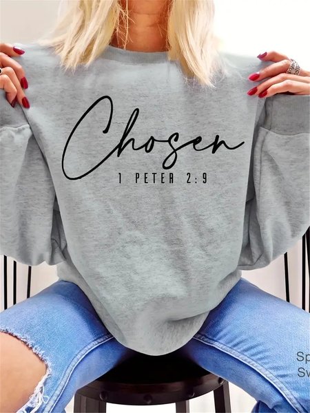 

Crew Neck Casual Loose Sweatshirt, Gray, Sweatshirts & Hoodies
