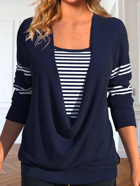 

Jersey Casual Striped Shirt, Blue, T-Shirts