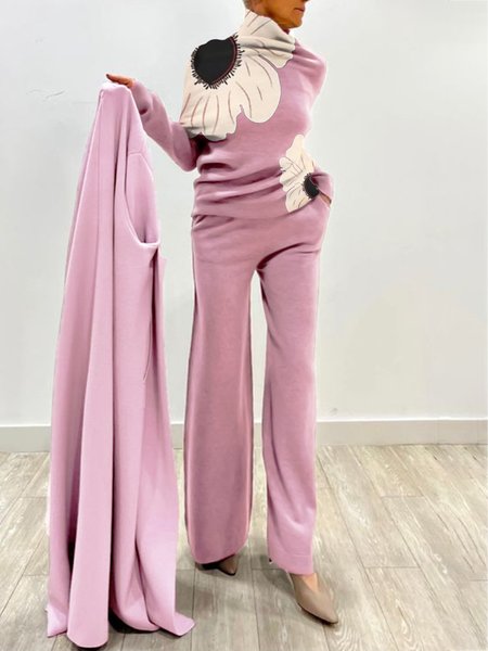 

Urban Loose Sweater With Pants Two-Piece Set, Pink, Two-piece Set