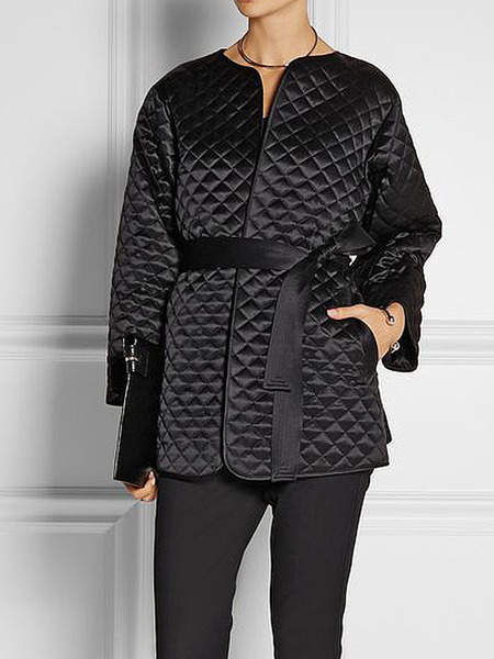 

Loose Urban Crew Neck Long Sleeve Plain Padded Jacket, Black, Padded Jackets