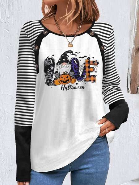 

Jersey Casual Crew Neck Halloween T-Shirt, White, T-Shirts