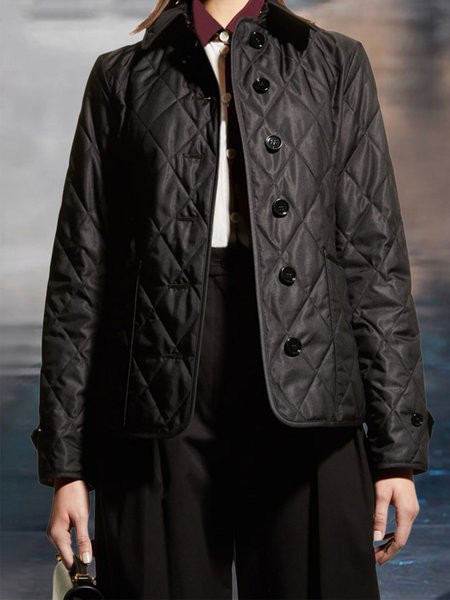 

Plain Urban Regular Fit Shirt Collar Padded Jacket, Black, Padded Jackets