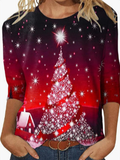 

Christmas Casual Crew Neck T-Shirt, Color5, Long sleeves