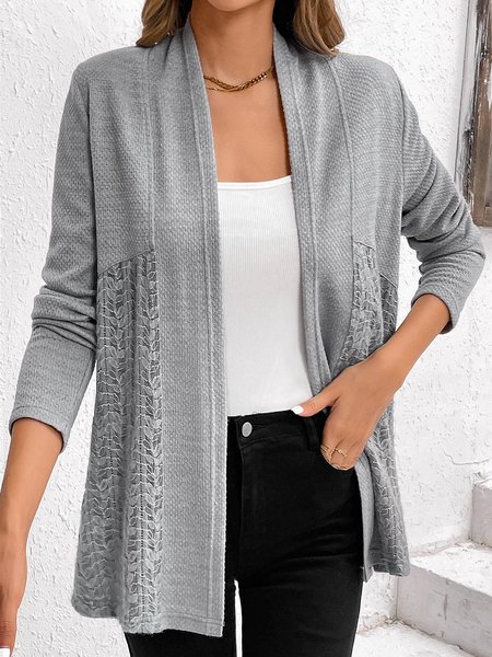 

Casual Loose Split Joint Lace Wrap Kimono, Gray, Cardigans