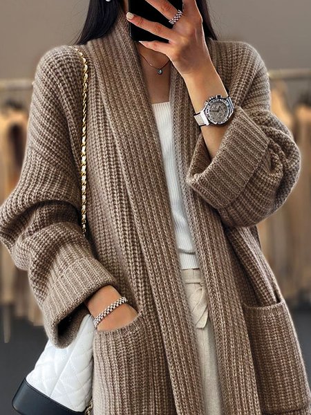

Casual Loose Shawl Collar Yarn/Wool Yarn Cardigan, Coffee, Sweaters & Cardigans