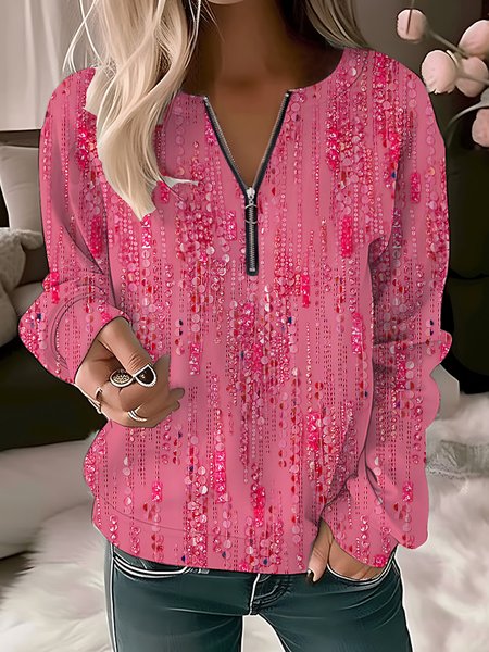 

Casual Loose V Neck Sweatshirt, Rose, Hoodies&Sweatshirts