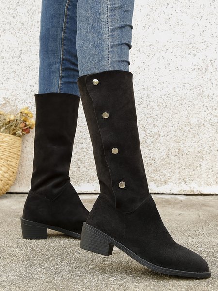 

Vintage Multi-wear Button-fastening Riding Boots, Black, Boots