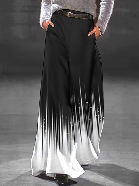 

Color Block Casual Loose Pants, Black, Pants