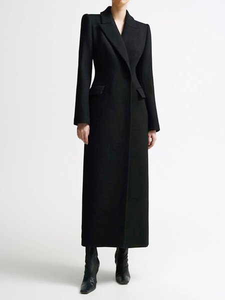 

Regular Fit Urban Shawl Collar Plain Coat, Black, Coats